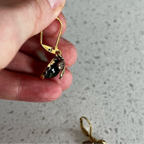 Vintage Style Dragonfly Shape Green Crystal Pendant Bohemian Earrings - Picture 6 of 10